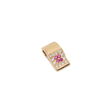 14k noi arany medal cirkoniaval es rozsaszin kovel 85842